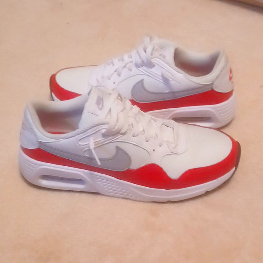 Mens Nike Air Max SC "White/Wolf Grey/University Red/Black" size 9